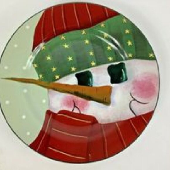 NEW 4 Sakura Fiddlestix SNOWMEN PORTRAIT Dessert Plates 4 Colors & Designs Disc. - Picture 5 of 8